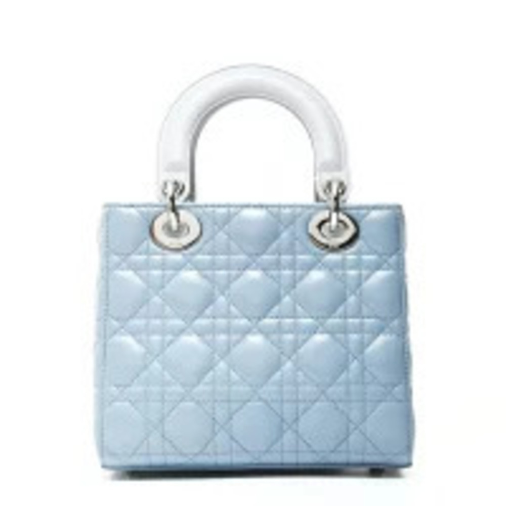 Dior Lambskin Handbag Christian Lady  Bicolor Blue